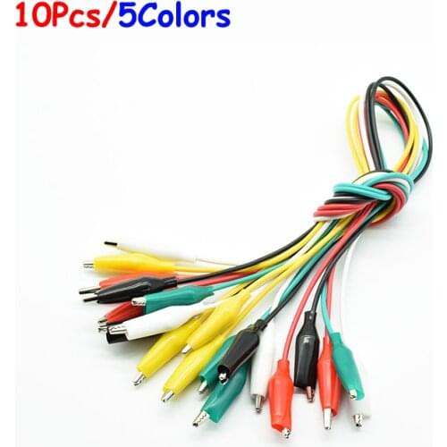 10pcs Alligator Clips 50cm Electrical DIY Test Leads Alligator Double-ended Crocodile Clips Roach Clip Test Jumper Wire