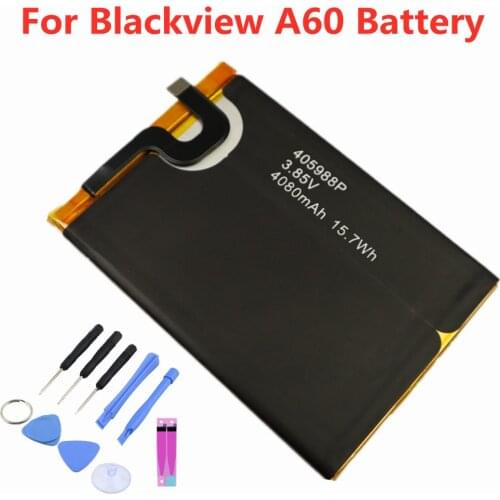 100% Genuine Original 405988p Battery 4080mAh For Blackview A60 Mobile Phone High Quality Replacement Batteria + Tools