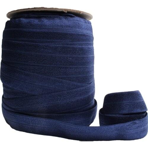 100 yards/lot) Wholesale price 1" 2.5cm navy color fold over elastic foe