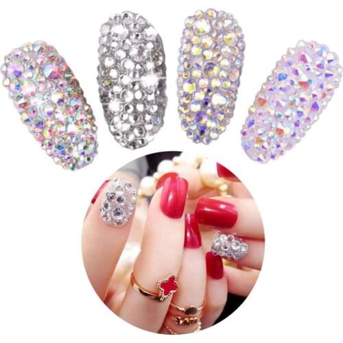 1440Pcs 12-Grid Rhinestone Colorful Glitter Sticker Nail Sequin DIY Decals Decor Nail Decor Shiny Easy to Apply Nail Sequins