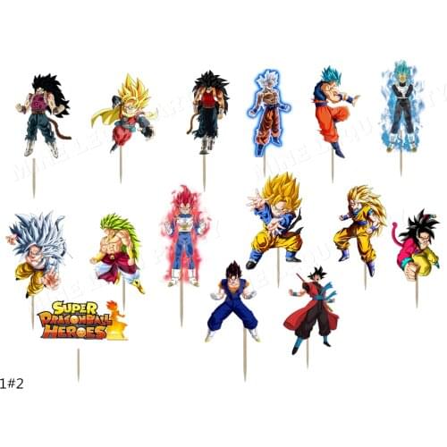 15pcs Game Ball Hero Ball Z CupCake topper kids Birthday Party Baby Shower decoration Supplies DBZ