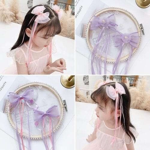 2 Pcs/Set Girls Cute Streamer Tassel Pendant Barrettes Hairpins Baby Children Lovely Ornament Hair Clips Kids Hair Accessories