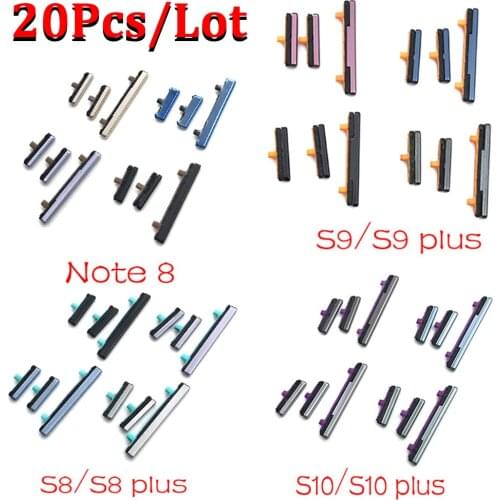 20Pcs/Lot，New Side Volume Button + Power ON / OFF Buttton Key Set Replacement Part For Samsung Galaxy Note 8 S8 S9 S10 Plus