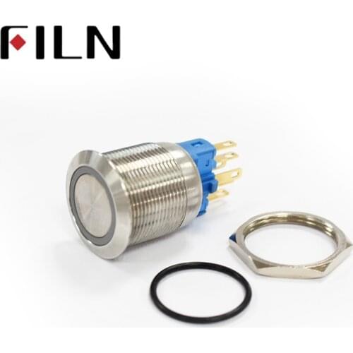 22mm ring led red yellow blue green white ring led 3v 220v 12v 24v 110v stainless steel metal push button switch