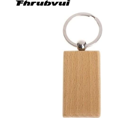 50 Blank Wooden Keychain Rectangular Engraving Key ID Can Be Engraved DIY