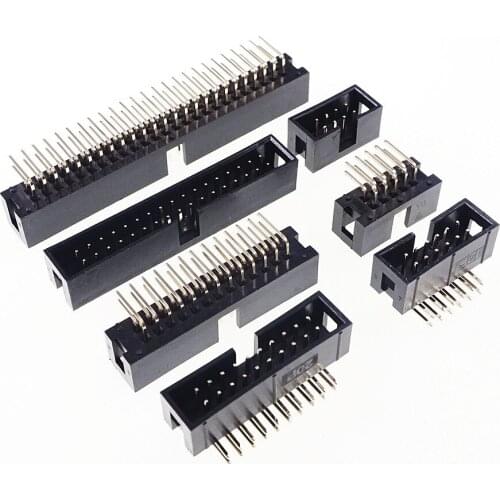 50 Pcs 2.54 MM Box Header DIP 6 8 10 12 14 16 18 20 24 26 30 40 44 50 60 64 Pin Shrouded Male Through Holes Angle IDC Socket IPC