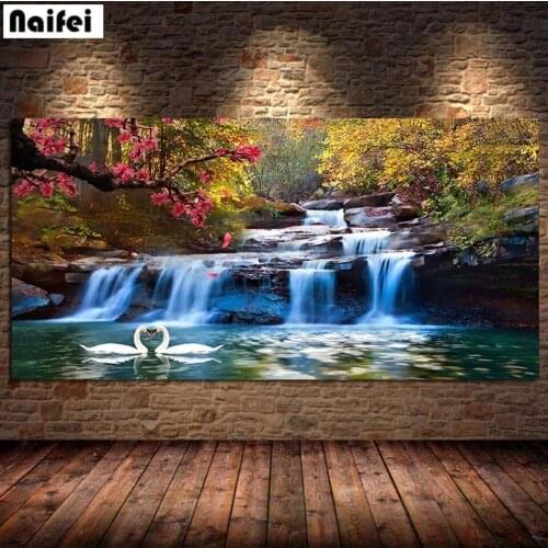 Natural Scenery 5d Diy Diamond Painting Waterfall Woods Swa Diamond Embroidery Cross Stitch Full Drill Rhinestone Home Decor