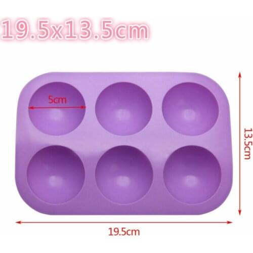 6 Hole Home Use Silicone Big Half Round Ball Mould Chocolate Cake Muffin Baking Mold Bakeware