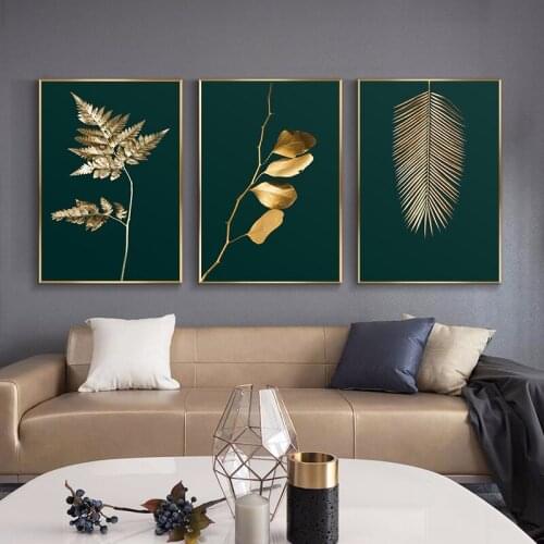 Abstract Golden Leaves Plant Canvas Painting Posters And Prints Wall Art Pictures Modern Home Decoration For Living Room Bedroom