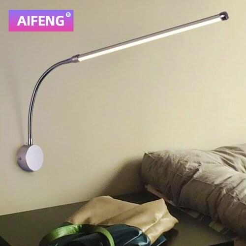 AIFENG LED 90V-265V Table Lamp For Bedroom Bedside Reading Lampara Flexible Reading Book Lamp Switch Night Light For Study Room