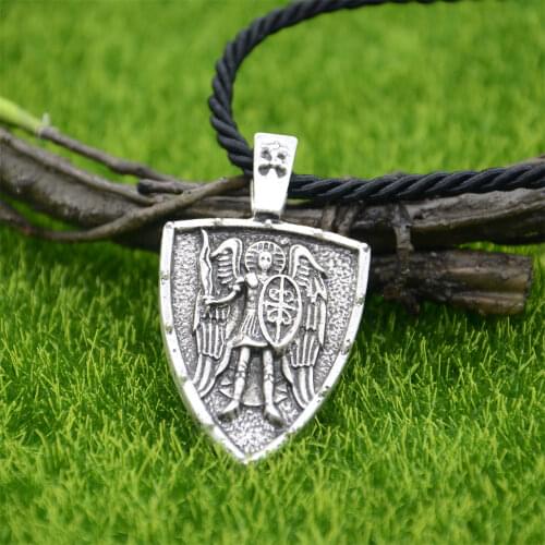 Archangel Michael Protection Shield Russian Orthodox Cross Talismans Amulets Pendants Necklace Men