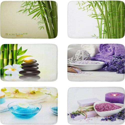 Bamboo SPA Bath Salts printed Flannel Floor Mat Anti-Slip Tapete Floor Mats Kitchen Doormat welcome mats for front door