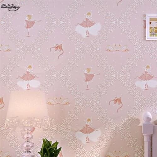 Beibehang friendly pink cartoon cute princess children 's bedroom background wall non - woven self - adhesive wallpaper