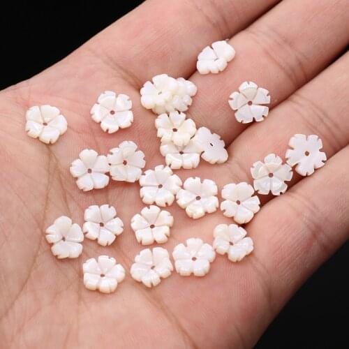 10pcs Natural White Shell Beads Fashion Flower Shell Loose Beads With Hole for Women Making DIY Jewelry Necklace Accessories