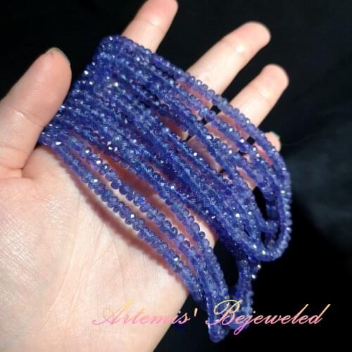 AAA loose beads Tanzanite roundelle faceted 3-4mm 40cm for DIY jewelry making FPPJ wholesale beads nature gem stone
