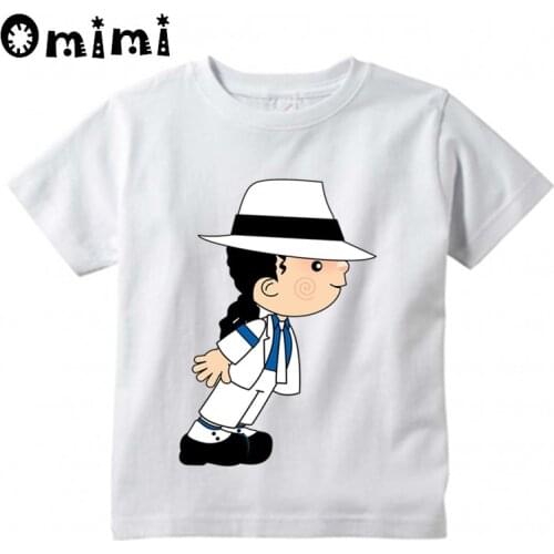 Children Rock N Roll Star Michael Jackson Bad Cartoon Printed T-Shirt Kids Music Tops Boys/Girls Fashion T Shirt, ooo5144