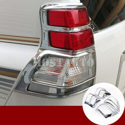 For Toyota Land Cruiser Prado FJ150 ABS Chrome Rear Tail Light Lamp Trim Cover 2010-2013 4pcs Car Decor Car Accessories Interior