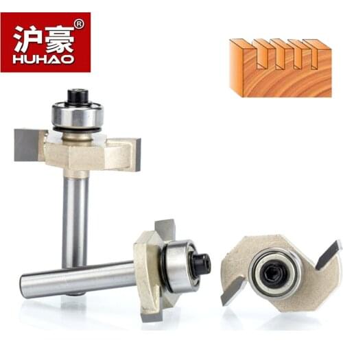 HUHAO 5pcs/lot 1/4" Rabbeting Bit With Bearings Woodworking Tool T Type Bearings Wood Milling Cutter Router Bits For Wood
