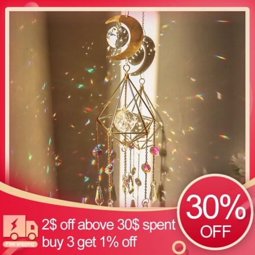 Crystal Wind Chime Pendant catcher Colorful Hanging Drops Prism Chakra for Outdoor Garden Window Wedding Chandelier DIY Decor