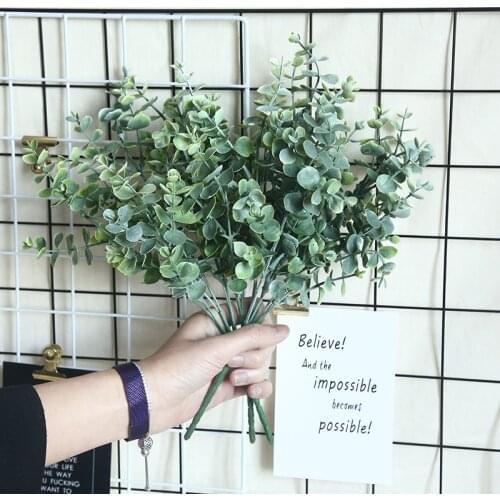 Artificial Flowers Eucalyptus Artificial Plants Faux Plastic Hand Bouquet For Wedding Home Decoration Fake Plant Wall