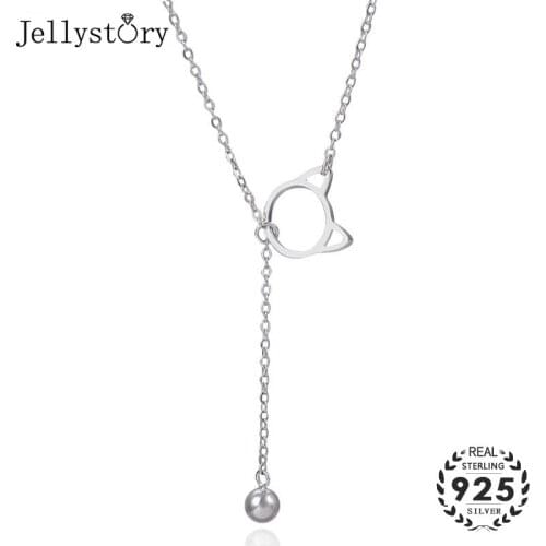Jellystory Fashion 925 Sterling Silver Necklace with Cat Shape Pendant for Women Wedding Party Fine Jewelry Wholesale Adjustable