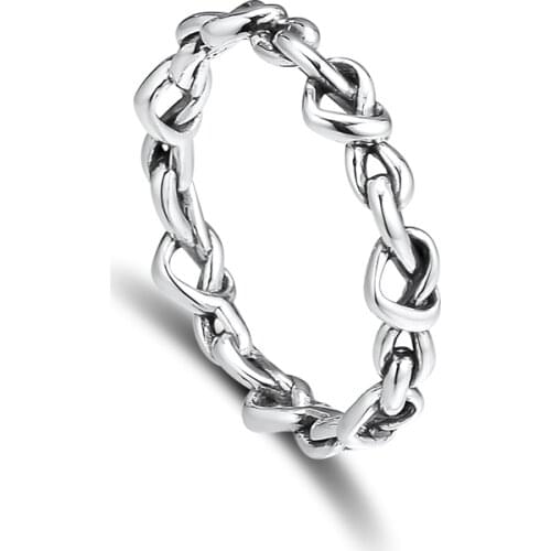 CKK Ring Knotted Hearts Band Rings For Women Men Anel Feminino 100% 925 Jewelry Sterling Silver Anillos Mujer Hombre Wedding