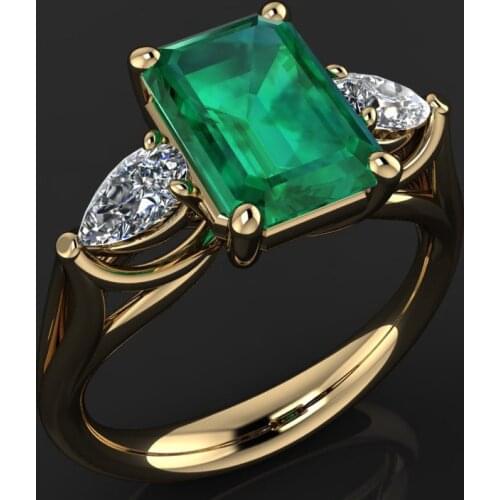 Real 14k Gold Jewelry Green Emerald Ring for Women Bague Diamant Bizuteria Anillos De Emerald Gemstone 14k Gold Ring for Females