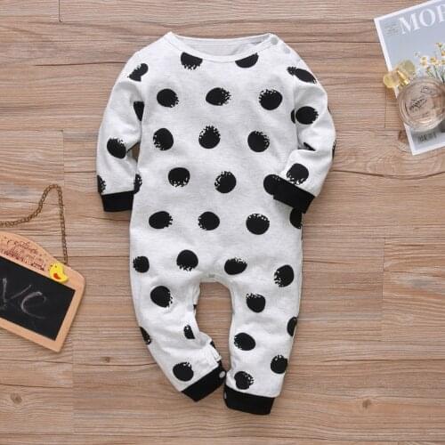 2021 New Children Clothes Ins Spring Baby Clothes For Boys And Girls Cotton Rompers With Dot Long Sleeve Kids Jumpsuit Clothing