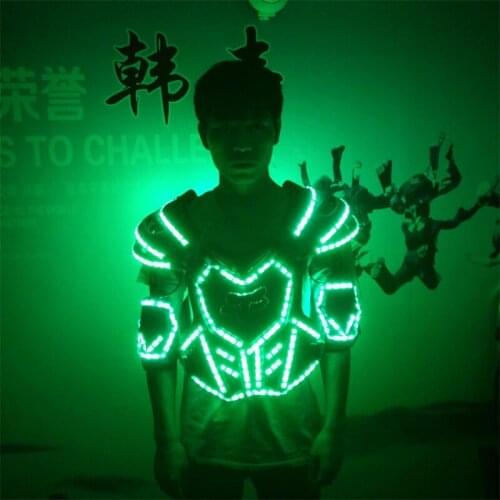 Hot sale led armor singer club costumes dance clothing and bar singer sexy fashion performance show RGB LED armor costumes