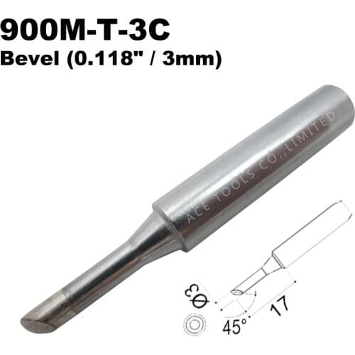 Soldering Tip 900M-T-3C Bevel 3mm for Hakko 936 907 Milwaukee M12SI-0 Radio Shack 64-053 Yihua 936 X-Tronics 3020 Iron Bit