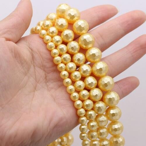 New Style Section Shell Bead Yellow Round Loose Beads Charms For Jewelry Making DIY Necklace Bracelet Earrings Ring Accessory