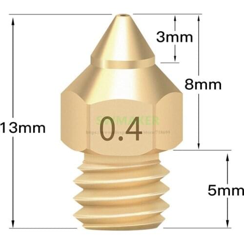 TTS New Brass MK8 Nozzle Pointed Nozzle 1.75mm 0.2/0.3/0.4/0.5mm Extruder Print Head For Ender-3 CR-10 TEVO 3D printer parts