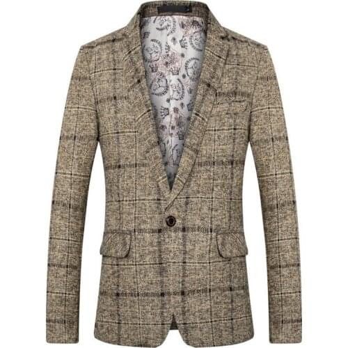New arrival Blazer men Plaid single breasted single men suit youth fashion casual suit jacket coat