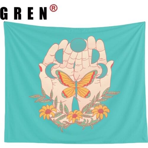 GREN Butterfly Sun Abstract Tapestry Wall Hanging Carpet Beach Towel Background Cloth Blanket Yoga Mats Art Bedroom Dorm Decor