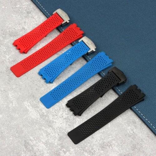 Red Blue Black 28x20mm Silicone Rubber Watchband For Tag Heuer strap Breathable Band Soft Watch band For CARRERA Bracelet
