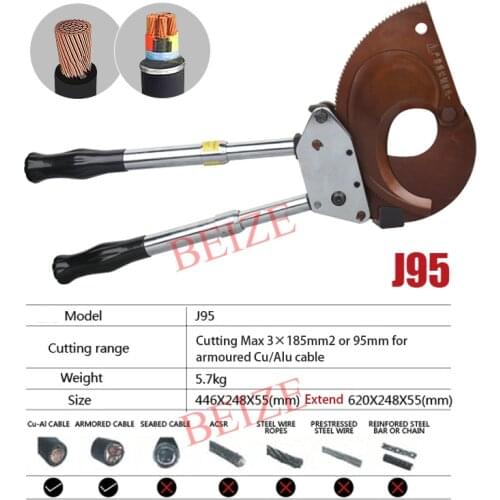 Manual Cable Cutting Tool Ratcheting Ratchet Cable Cutter J95 Cutting for 3*185mm2 or 95mm armoured Cu/Alu cable