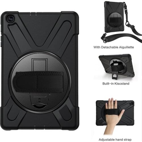SM-T510 Case For Samsung Galaxy Tab A 10.1 inch 2019 T515 Rugged Hybrid Stand Cover Handle Rotate Shoulder Strap Shockproof Kids