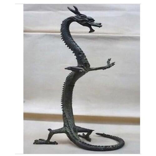 Decoration brass factory Pure Brass Antique exquisite brass Chinese dragon statue Figures 17" Height