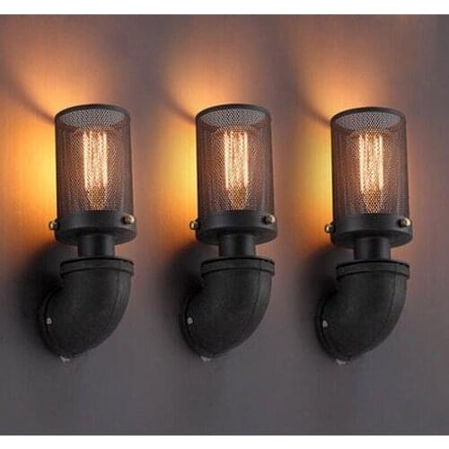 Vintage Wrought Iron Industrial Wall Lamp Bedroom Outdoor Wall Sconce Mounted Beside Reading Light for Home Decoration