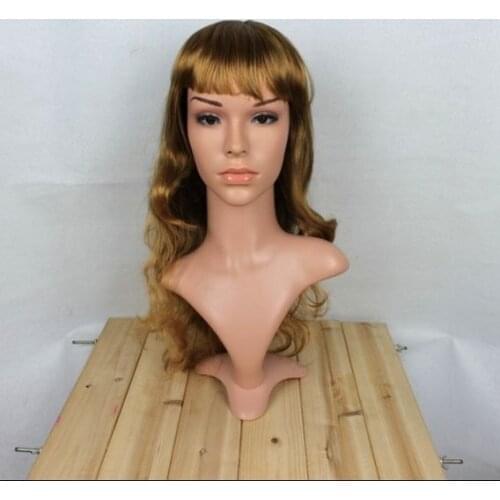 High Quality Realistic Plastic Female Mannequin Dummy Head With Hair,Life Size Manikin Heads