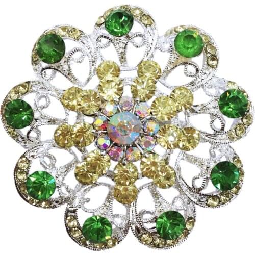 Green Flower Rhinestone Brooches Womens Alloy Branch Brooch Pins Suits Dress Banquet Brooch High Quality Gift BRO46