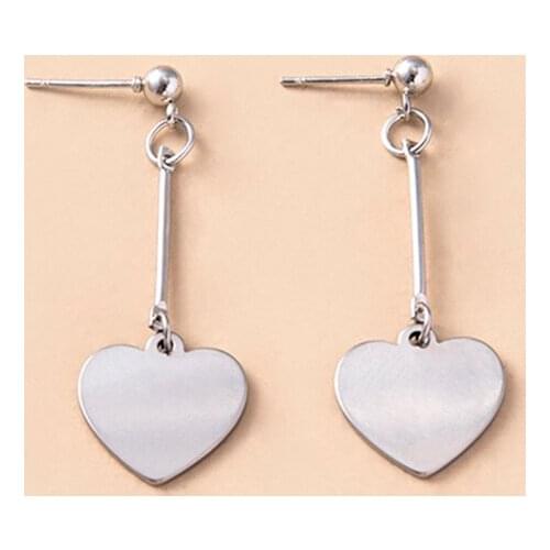 2021 New Love Heart Dangle Earrings Hip Hop Stainless Steel Drop Earrings For Women Fashion Minimalist Jewelry