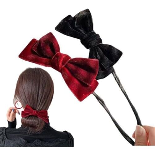Beautiful Velvet Bow Hair Holder Elegant Retro Bow Tie Hairpins Hair Accessories for Women Girls FS99