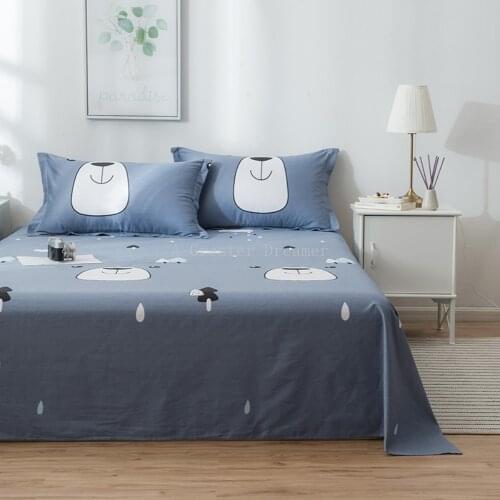 1/2 pcs Flat Sheet Sets For Single Bed Blue Color Animal Bed Sheets For Children Cartoon Cute Bed Sheet /Pillowcase
