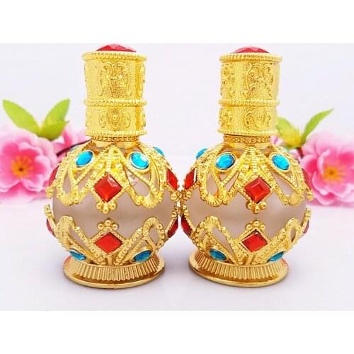 1/4/10pcs 8ml 10ml Gold Ball Shaped Retro Perfume Dropping Bottle Empty Cosmetic Pigment Essential Oil Container Flower Home Dec