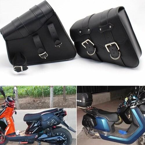 1 pair Universal Motorcycle Saddlebag Model Side PU Leather Luggage Saddle bag Retro locomotive bag Storage Tool Pouch