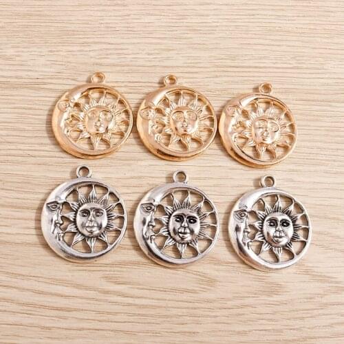 10pcs 25*29mm Trendy Crescent Moon Charms for Necklaces Pendants Earrings Sun Charms Handmade Crafts DIY Jewelry Finding Making