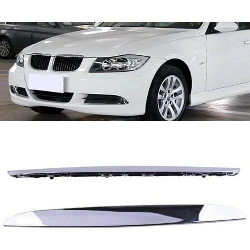 2Pcs Chrome ABS Front Bumper Above Kidney Grille Hood Cover Trim 51137117242 for BMW 3 Series E90 E91 2006-2008