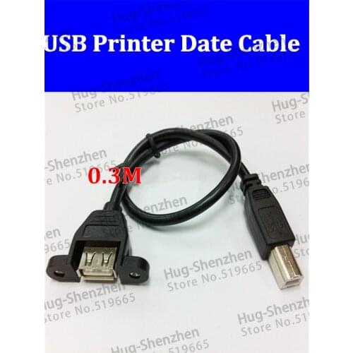 20pcs/lot 30CM B Male to USB A Female Adapter Converter Screw Lock Panel Mount Data Cable Cord