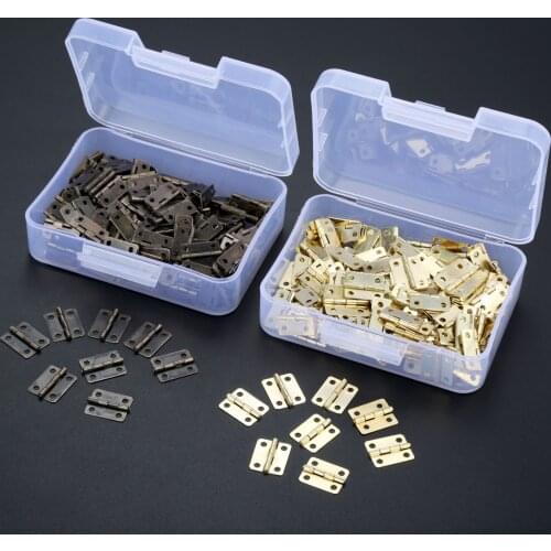200Pcs Hinges 16*13mm Cabinet Door Furniture Hinge Jewelry Wood Boxes Decorative Hinge Furniture Fittings +Screws +Storage Box